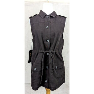 United By Blue sz M Kelly Knob Vest waist cinches pockets linen cotton 0003